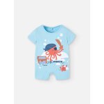 Barboteuse  manches courtes 100% coton bleu