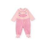 Barboteuse en molleton pour b�b� avec motif dinosaure rose