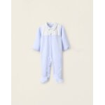 Barboteuse en velours avec dtail pliss bleu