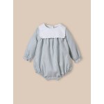 Barboteuse vichy rayure vert doux