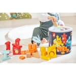 Baril de construction 56 pi�ces en bois multicolore