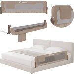 Barri�re de lit b�b� eva 150 cm pliable avec filet a�r� et protection anti - chute beige melange