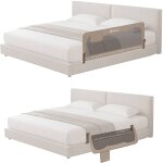 Barri�re de lit b�b� hanna 150 x 66 cm pliable avec filet a�r� et protection anti - chute beige melange ...