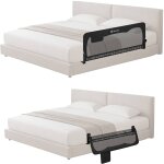 Barri�re de lit b�b� hanna 150 x 66 cm pliable avec filet a�r� et protection anti - chute black onyx