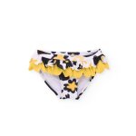 Bas de bikini fille en maille avec double volant jaune