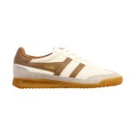 Baskets basses � lacets blanc cass� caramel clair
