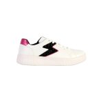 Baskets basses � lacets blanc fuchia sombre