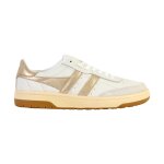 Baskets basses � lacets blanc or