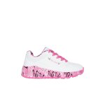 Baskets basses � lacets blanc et rose