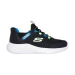Baskets basses � lacets noir bleu lime