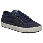 Baskets basses � lacets velours bleu 1