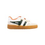 Baskets basses � scratch blanc khaki orange