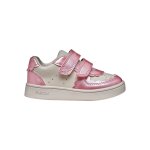 Baskets basses � scratch blanc rose fonc�