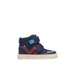 Baskets b�b� en daim et tissu heki � scratch, imperm�ables bleu marine - rouge - marine