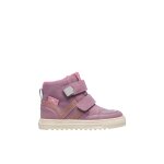 Baskets b�b� en daim et tissu heki � scratch, imperm�ables rose - blanc - lilas