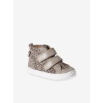 Basket bb fille cuir  scratchs beige imprim