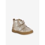 Basket b�b� fille cuir � scratchs jaune d'or