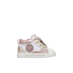 Baskets b�b� fille en simili cuir et tissu shin � zip blanc - platine