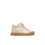 Baskets b�b� fille en vernis ateny � zip blanc cr�me - marron