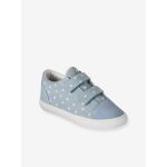 Baskets b�b� textile � scratchs bleu jean