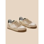 Baskets bicolores en cuir gar�on ecru