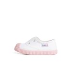 Baskets blanches sans lacets semelle de couleurs rose