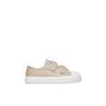 Baskets en cuir avec paillettes et fermeture scratch ayasy vl. platine