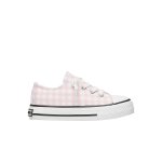 Baskets en cuir et tissu � imprim� � carreaux ayasy. blanc - rose