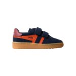 Baskets enfant basses � scratch marine orange