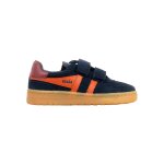Baskets enfant basses � scratch marine orange
