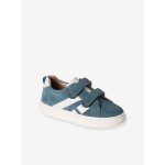 Baskets enfant cuir scratchs bleu jean