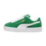 Baskets enfant en daim vert, blanc.