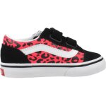 Baskets enfant fille en cuir noir pink