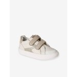 Baskets enfant fille cuir � scratchs blanc imprim�