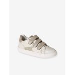 Baskets enfant fille cuir � scratchs blanc imprim�