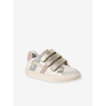 Baskets enfant fille cuir � scratchs �cru