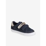 Baskets enfant fille cuir  scratchs marine