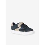Baskets enfant fille cuir � scratchs marine