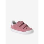 Baskets enfant fille cuir � scratchs rose