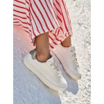 Baskets enfant fille lacets �lastiqu�s blanc imprim�