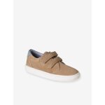 Baskets enfant gar�on en cuir � scratchs beige