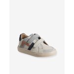 Baskets enfant gar�on cuir � scratchs �cru