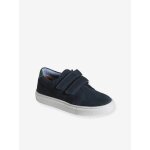 Baskets enfant garon en cuir  scratchs marine