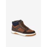 Baskets enfant garçon montantes lacets élastiqués et zippées marron Baskets enfant garçon montantes lacets élastiqués et zippées marron