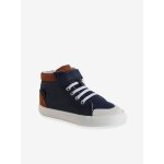 Baskets enfant garon textile lacets lastiqus marine