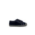 Baskets enfants en velours avec lacets bleu marine