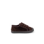Baskets enfants en velours avec lacets marron