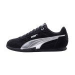 Baskets fille en cuir noir, argent