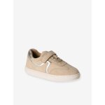 Baskets fille cuir zip et lacets marron