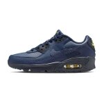Baskets gar�on en cuir bleu marine, jaune